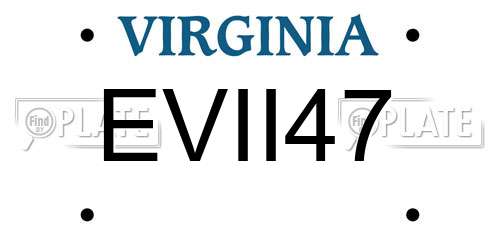 EVII47 Virginia License Plate