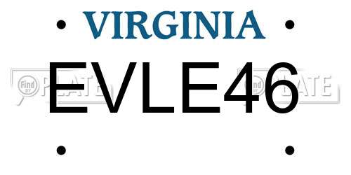 EVLE46 Virginia License Plate