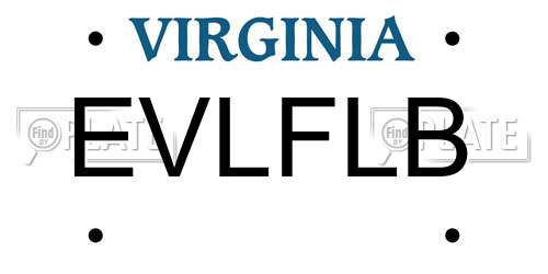 EVLFLB Virginia License Plate