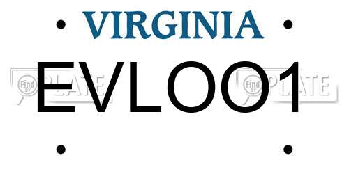 EVLOO1 Virginia License Plate