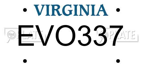 EVO337 Virginia License Plate