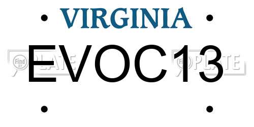 EVOC13 Virginia License Plate