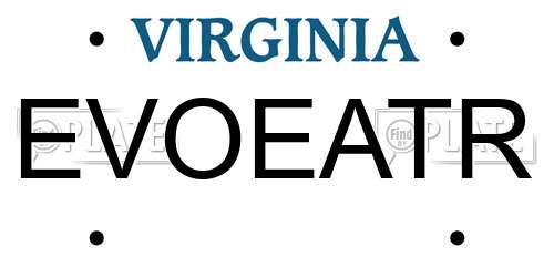 EVOEATR Virginia License Plate