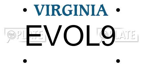 EVOL9 Virginia License Plate
