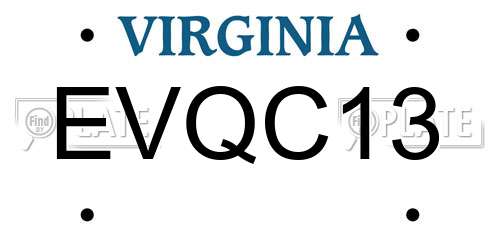 EVQC13 Virginia License Plate