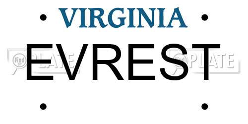 EVREST Virginia License Plate