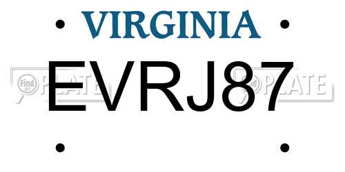 EVRJ87 Virginia License Plate