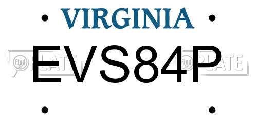 EVS84P Virginia License Plate