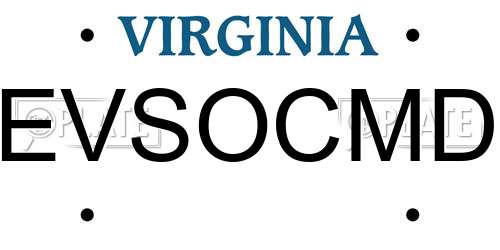 EVSOCMD Virginia License Plate