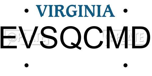 EVSQCMD Virginia License Plate