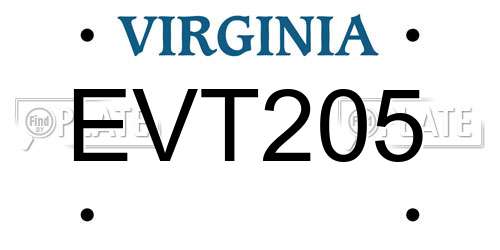 EVT205 Virginia License Plate