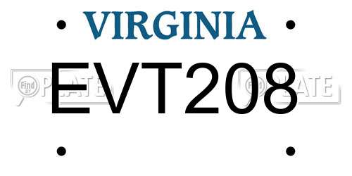 EVT208 Virginia License Plate