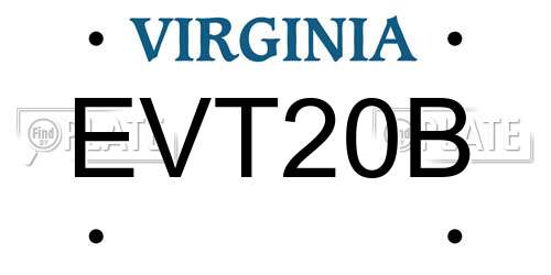 EVT20B Virginia License Plate
