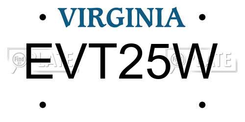 EVT25W Virginia License Plate