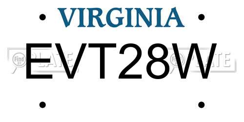 EVT28W Virginia License Plate