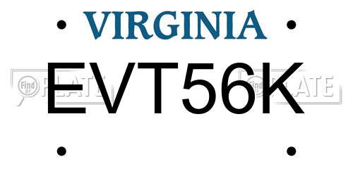 EVT56K Virginia License Plate