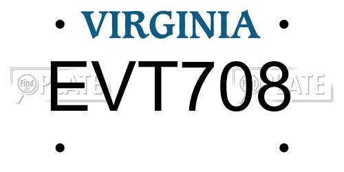 EVT708 Virginia License Plate