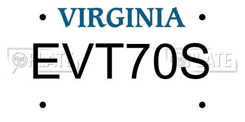 EVT70S Virginia License Plate