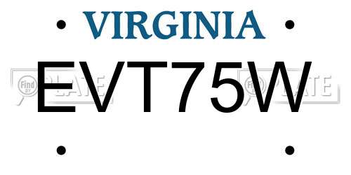 EVT75W Virginia License Plate