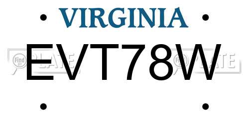 EVT78W Virginia License Plate