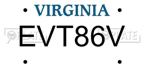 EVT86V Virginia License Plate