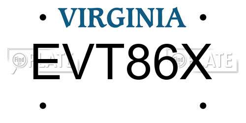 EVT86X Virginia License Plate