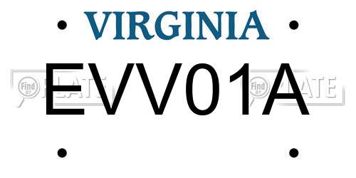 EVV01A Virginia License Plate