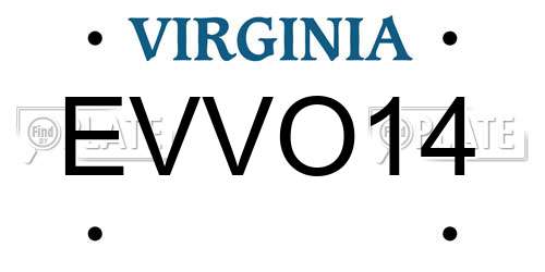 EVVO14 Virginia License Plate