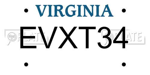 EVXT34 Virginia License Plate