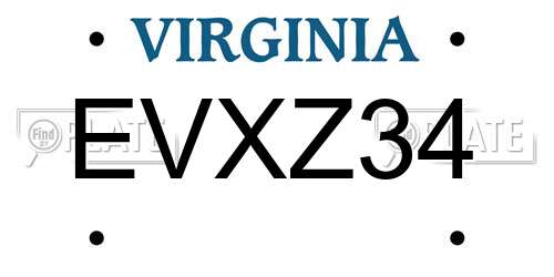 EVXZ34 Virginia License Plate
