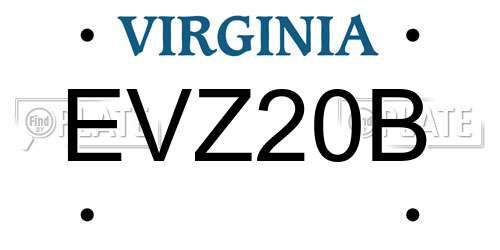 EVZ20B Virginia License Plate