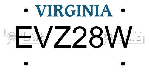 EVZ28W Virginia License Plate