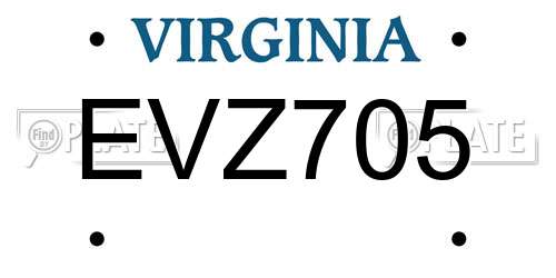 EVZ705 Virginia License Plate