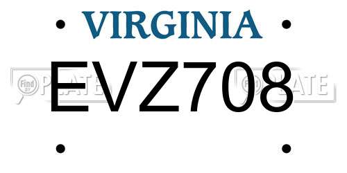 EVZ708 Virginia License Plate