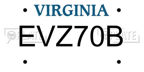EVZ70B Virginia License Plate