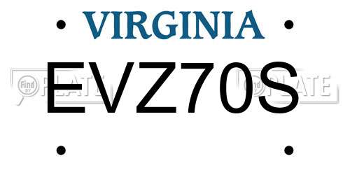EVZ70S Virginia License Plate