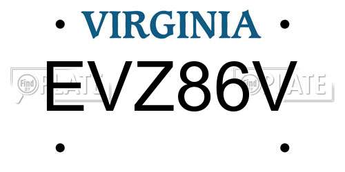 EVZ86V Virginia License Plate