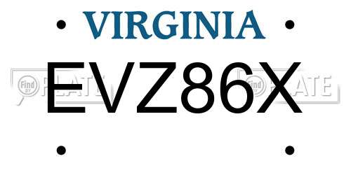 EVZ86X Virginia License Plate