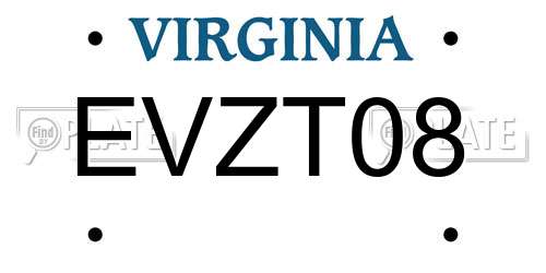 EVZT08 Virginia License Plate