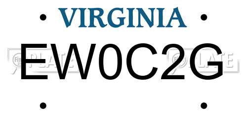 EW0C2G Virginia License Plate