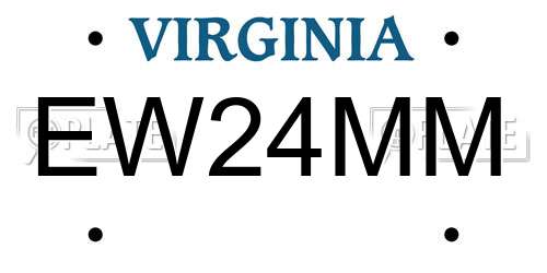 EW24MM Virginia License Plate