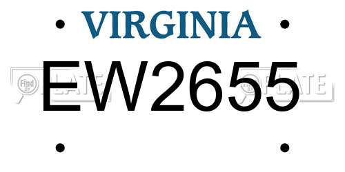 EW2655 Virginia License Plate
