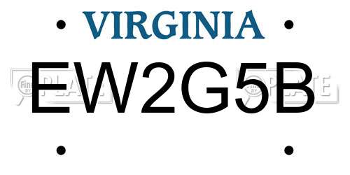 EW2G5B Virginia License Plate