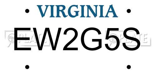 EW2G5S Virginia License Plate