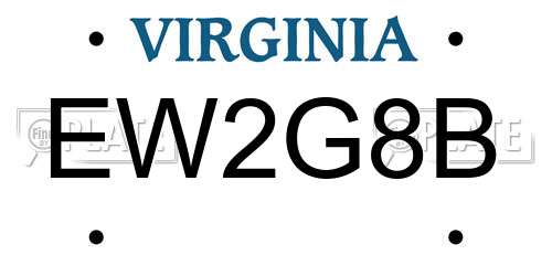 EW2G8B Virginia License Plate