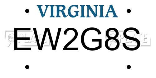 EW2G8S Virginia License Plate