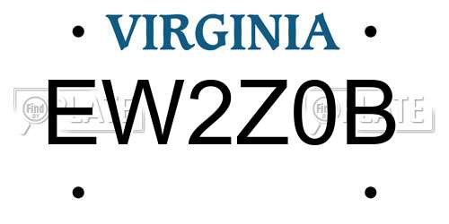 EW2Z0B Virginia License Plate