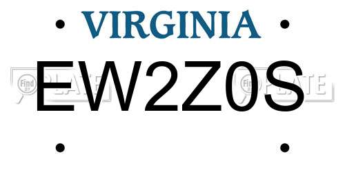 EW2Z0S Virginia License Plate
