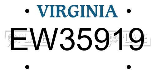 EW35919 Virginia License Plate