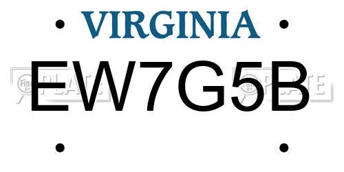 EW7G5B Virginia License Plate